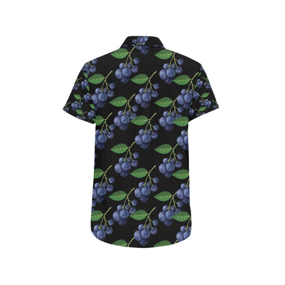 Blueberry Pattern Print Design BB01 Men's Short Sleeve Button Up Shirt