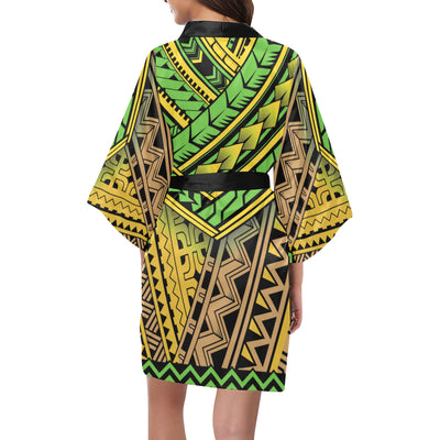 Polynesian Tribal Color Women's Short Kimono