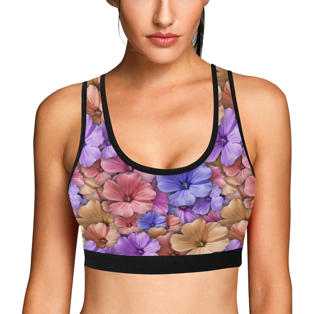 Colorful Geranium Pattern Sports Bra