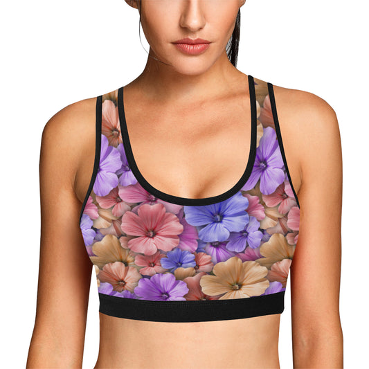 Colorful Geranium Pattern Sports Bra