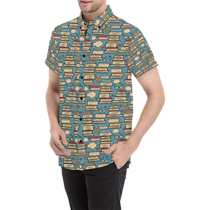 Book Pattern Print Design 03 Men's Short Sleeve Button Up Shirt