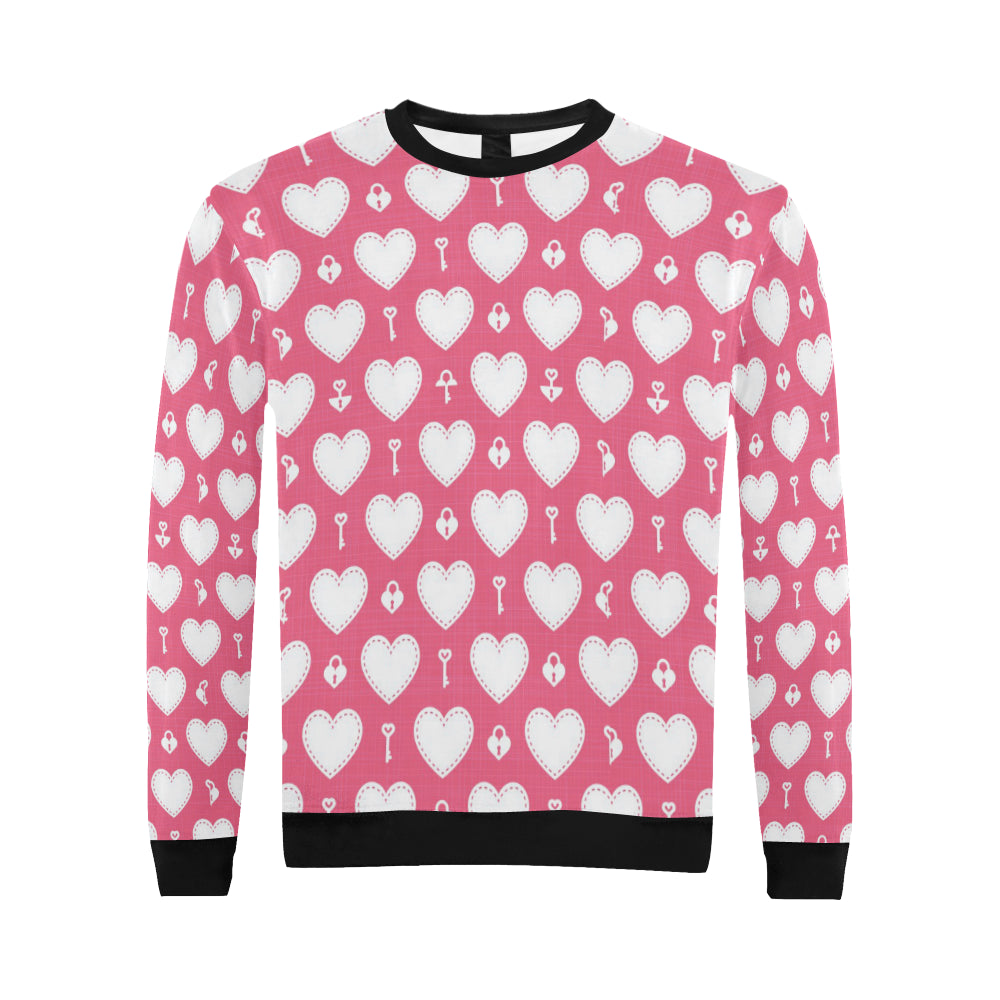 Heart Key Pattern Print Design HE09 Men Long Sleeve Sweatshirt