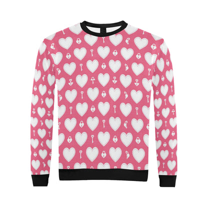 Heart Key Pattern Print Design HE09 Men Long Sleeve Sweatshirt