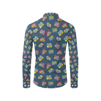 Camera Pattern Print Design 03 Men's Long Sleeve Shirt