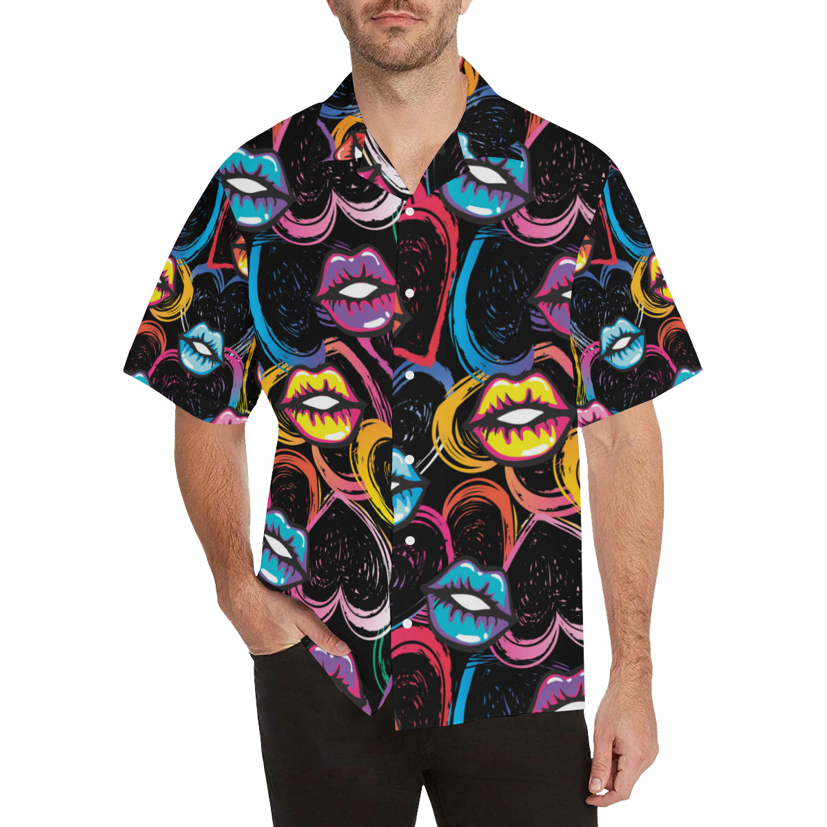 Pop Art Lip Pattern Print Design A03 Men's Hawaiian Shirt