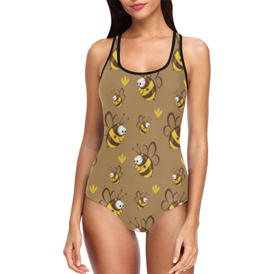 Bee Pattern Print Design BEE09 Women Swimsuit