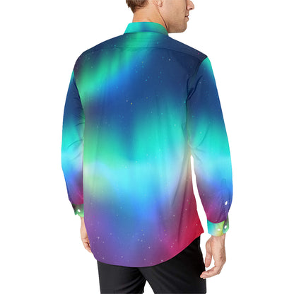 Aurora Borealis Pattern Print Design 02 Men's Long Sleeve Shirt
