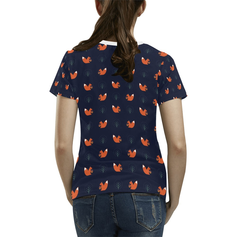 Squirrel Print Design LKS303 Women's  T-shirt