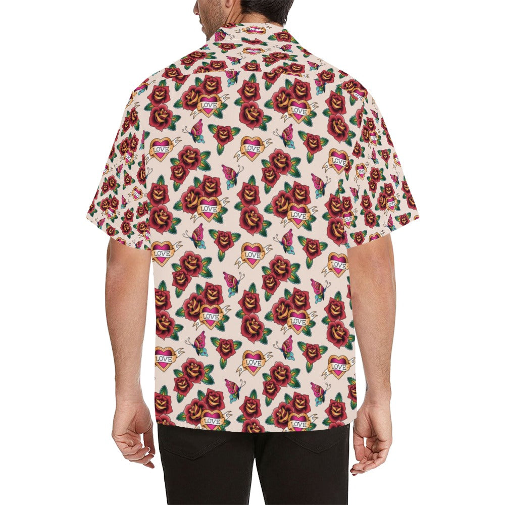 Tattoo Rose Print Design LKS302 Men's Hawaiian Shirt