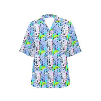 Elephant Art color Print Pattern Women's Hawaiian Shirt