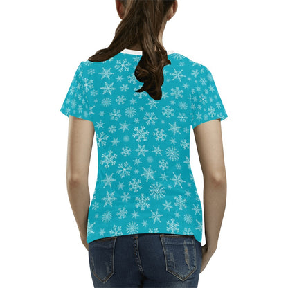 Snowflake Print Design LKS304 Women's  T-shirt