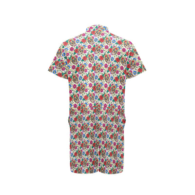 Sugar Skull Colorful Themed Print Men's Romper