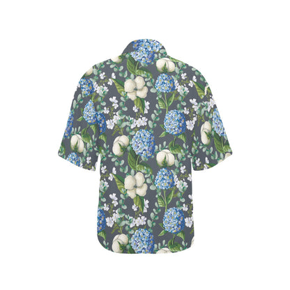 Hydrangea Pattern Print Design 02 Women's Hawaiian Shirt