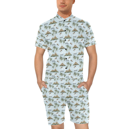 Aloha Hawaii island Design Themed Print Men's Romper