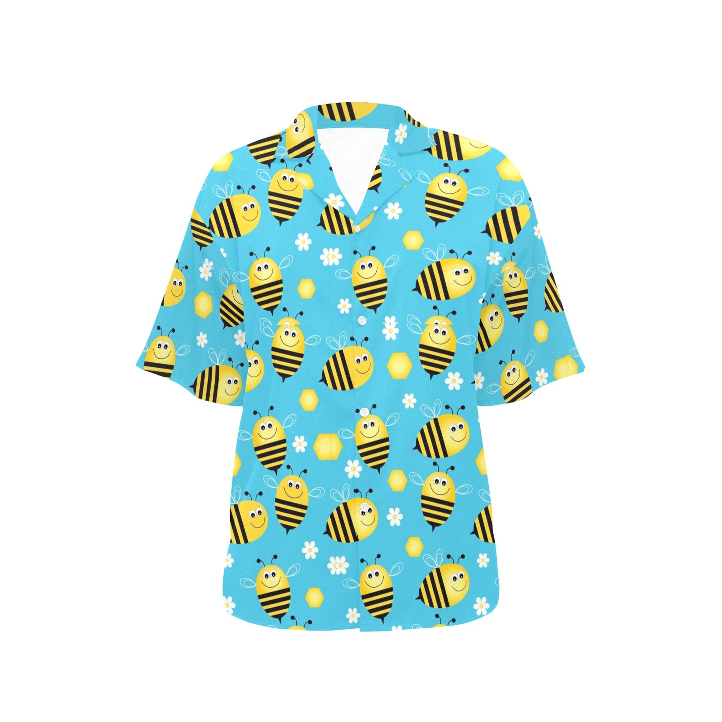 Bee Pattern Print Design BEE06 Women's Hawaiian Shirt