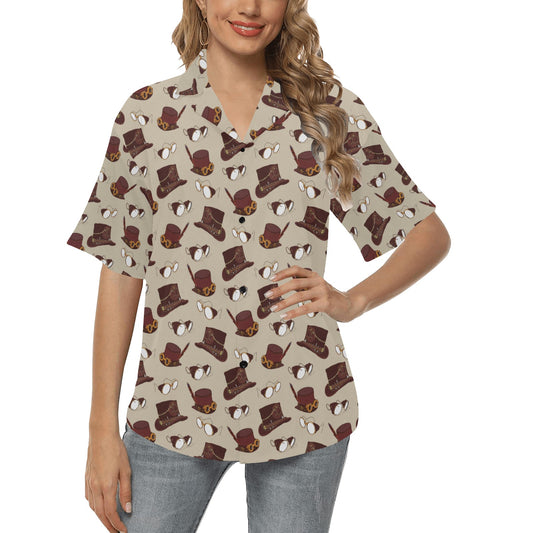 Steampunk Hat Print Design LKS301 Women's Hawaiian Shirt