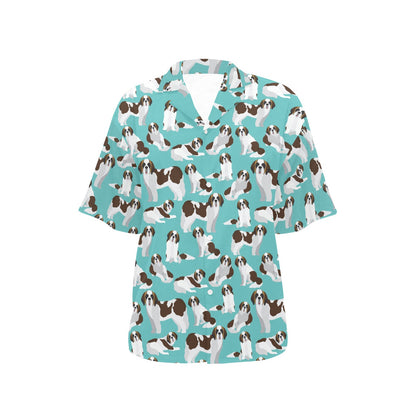 St Bernards Print Design LKS302 Women's Hawaiian Shirt