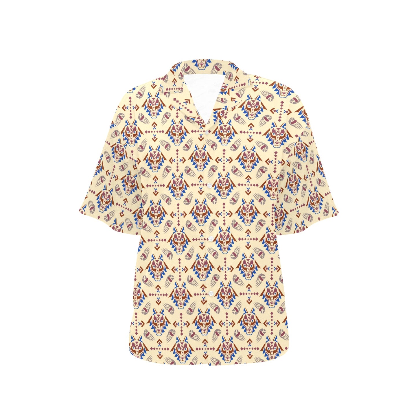 Aztec Wolf Pattern Print Design 03 Women's Hawaiian Shirt