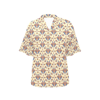 Aztec Wolf Pattern Print Design 03 Women's Hawaiian Shirt