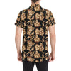 Brown Hibiscus Pattern Print Design HB06 Men's Short Sleeve Button Up Shirt