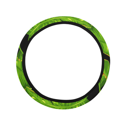 Banana Leaf Pattern Print Design BL06 Steering Wheel Cover with Elastic Edge