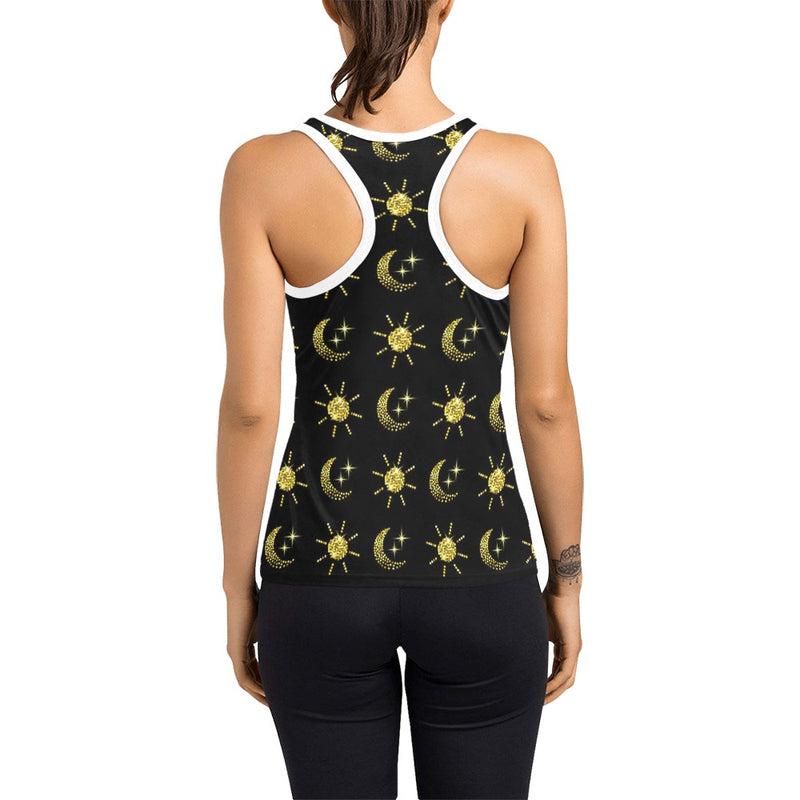 Sun Moon Print Design LKS304 Women's Racerback Tank Top