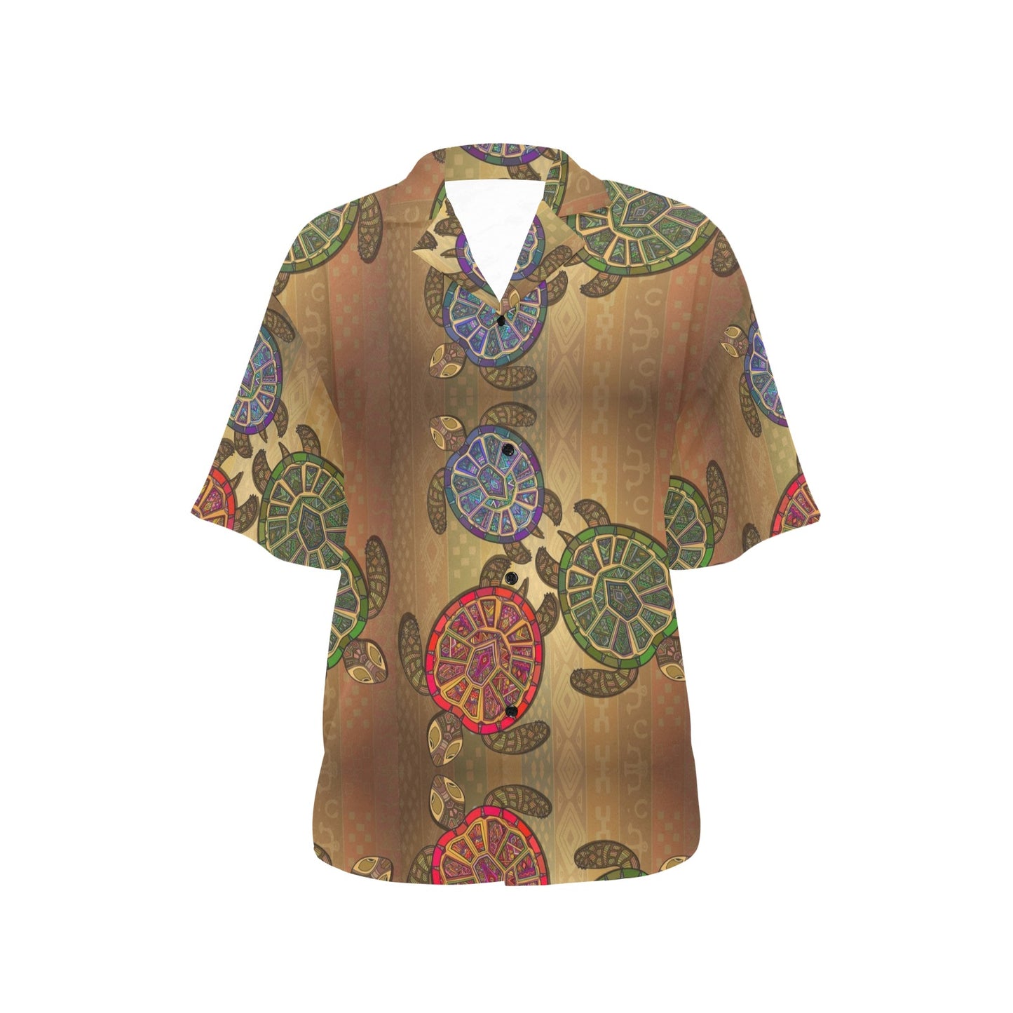 Sea Turtle Tribal Colorful Women's Hawaiian Shirt