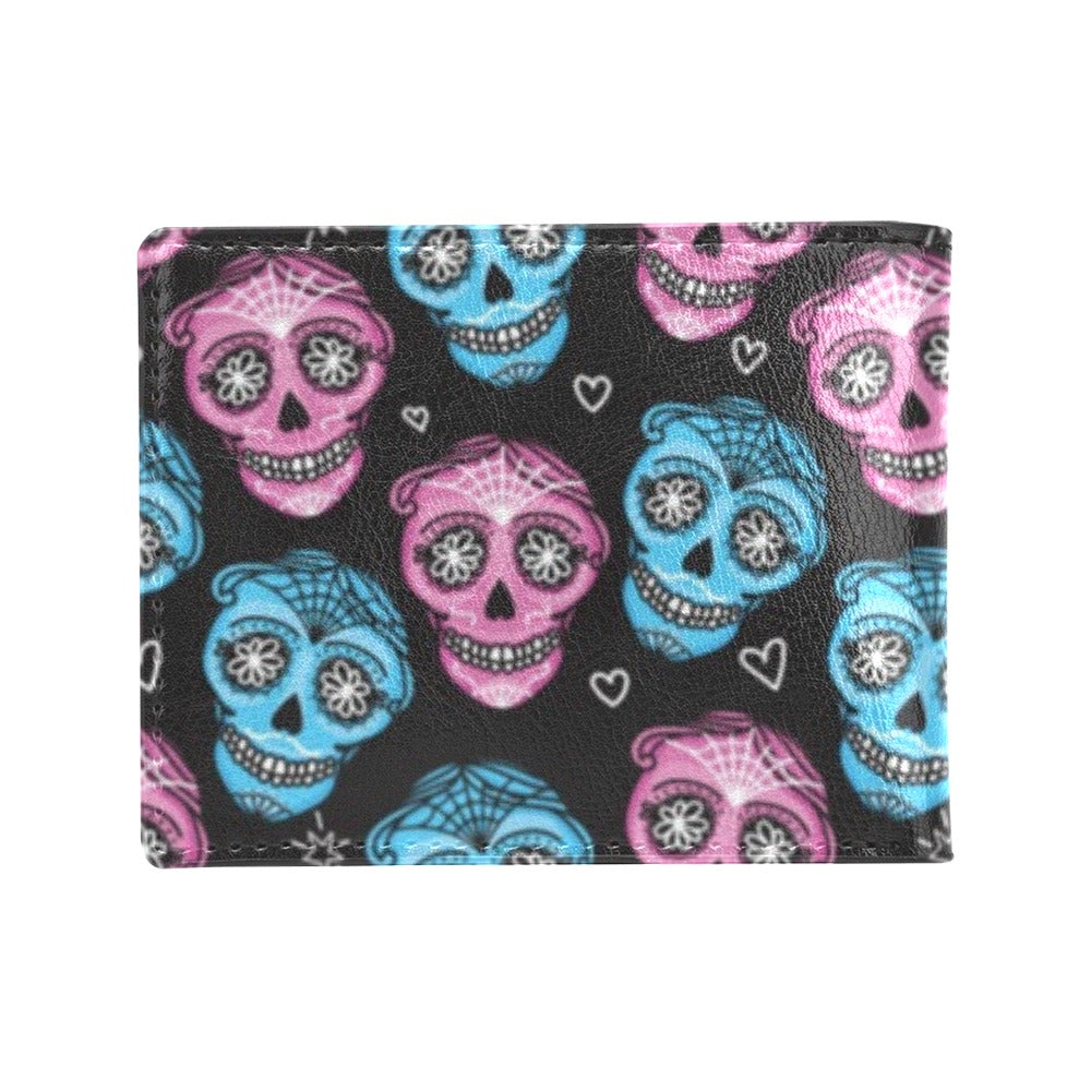 Day of the Dead Skull Print Pattern Men's ID Card Wallet