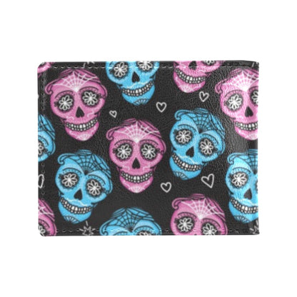 Day of the Dead Skull Print Pattern Men's ID Card Wallet