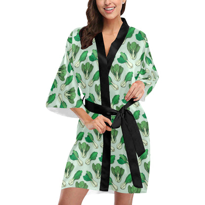 Bok Choy Pattern Print Design 01 Women's Short Kimono