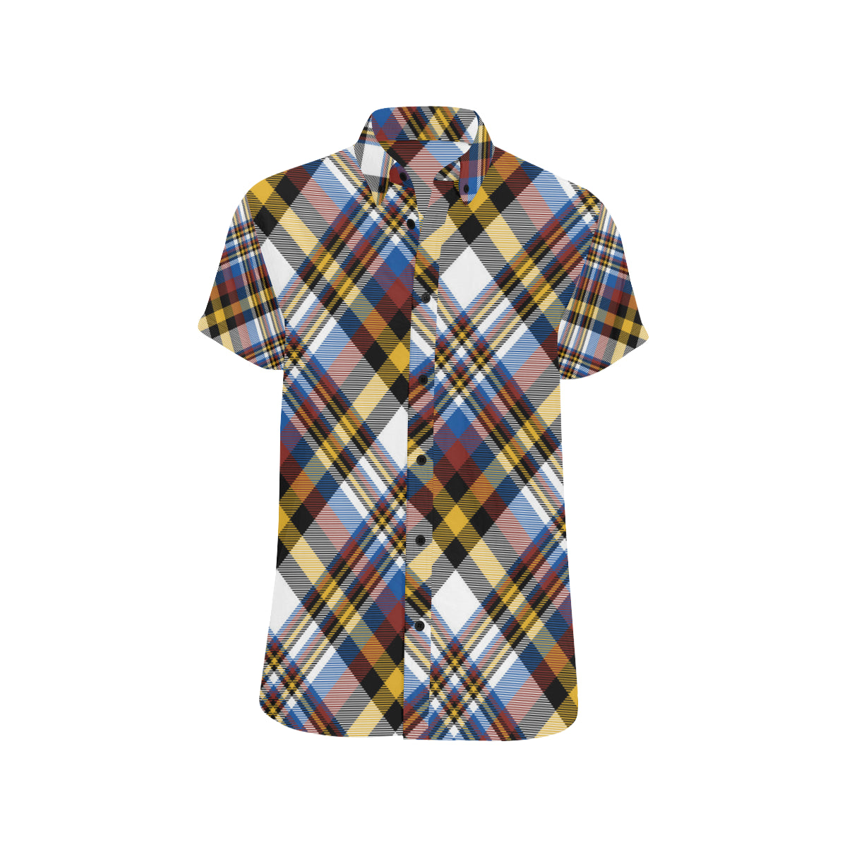 Madras Pattern Print Design 01 Men's Short Sleeve Button Up Shirt