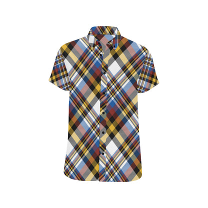 Madras Pattern Print Design 01 Men's Short Sleeve Button Up Shirt