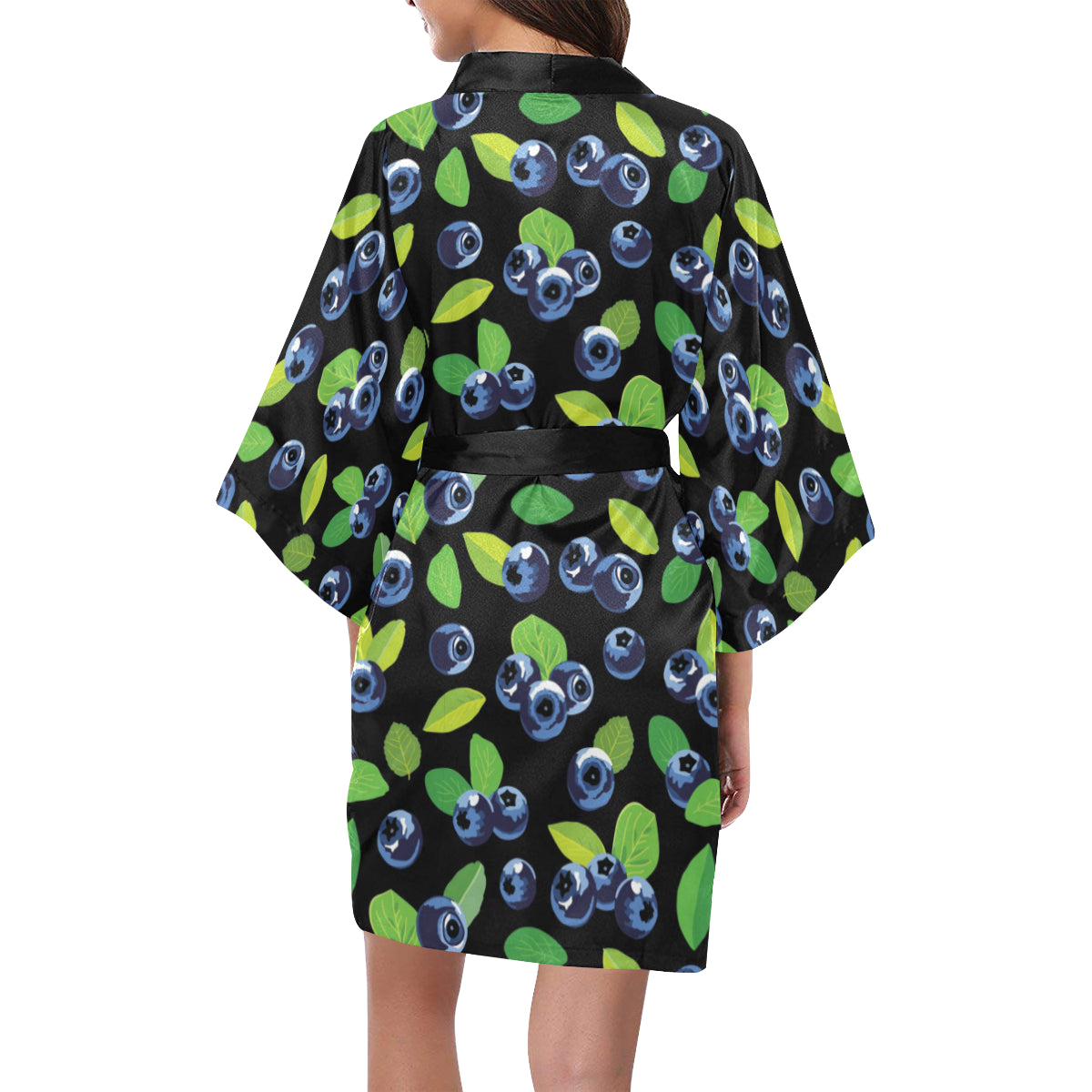 Blueberry Pattern Print Design BB03 Women's Short Kimono