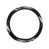 Gold Glitter Cyan Tropical Palm Leaves Steering Wheel Cover with Elastic Edge