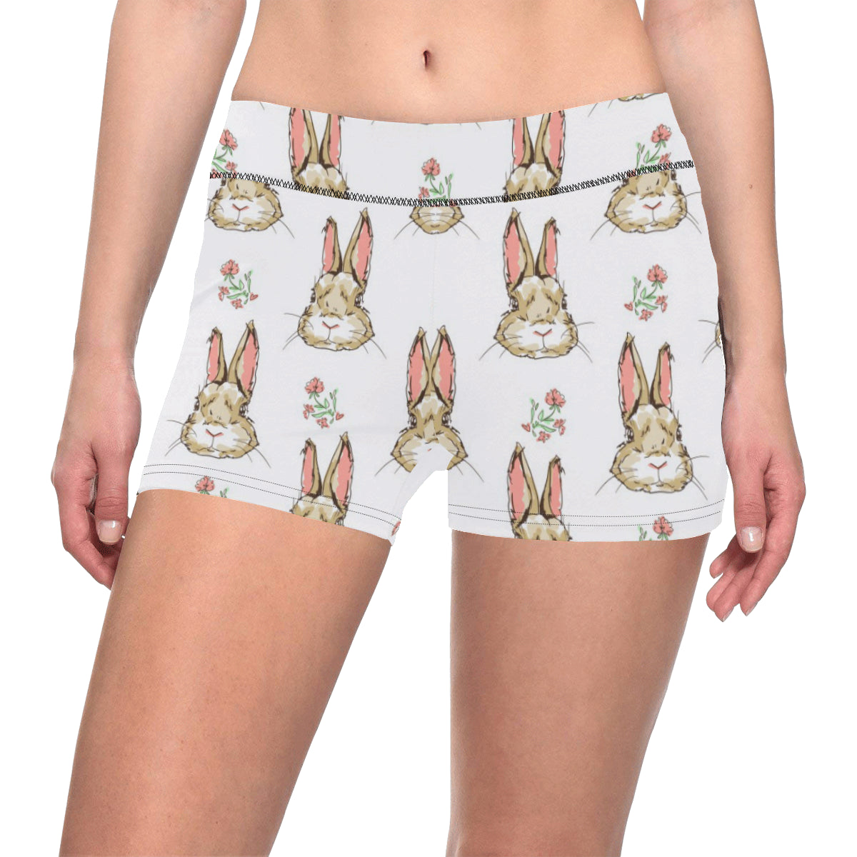 Rabbit Pattern Print Design RB09 Yoga Shorts