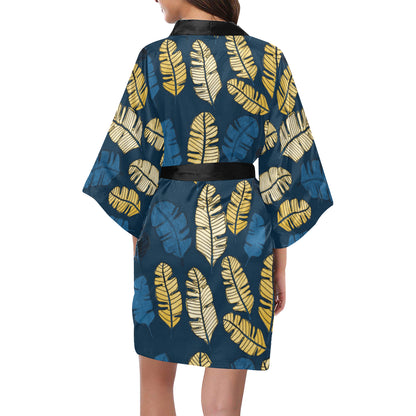 Banana Leaf Pattern Print Design BL09 Women's Short Kimono