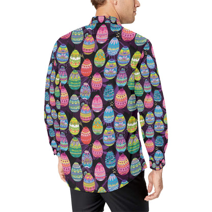 Easter Eggs Pattern Print Design RB08 Men's Long Sleeve Shirt