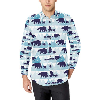 Bear Pattern Print Design BE01 Men's Long Sleeve Shirt