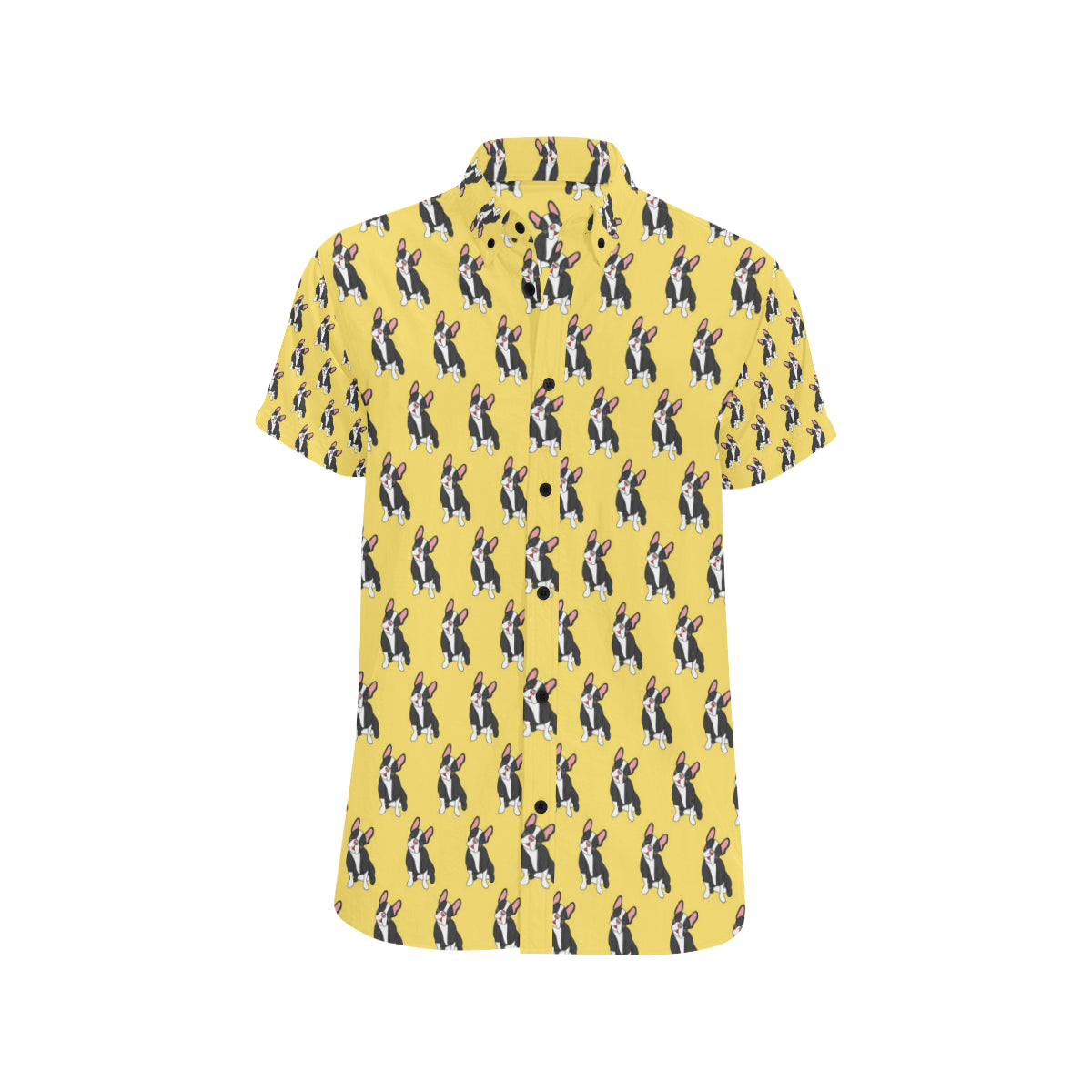 Boston Terrier Pattern Print Design 06 Men's Short Sleeve Button Up Shirt