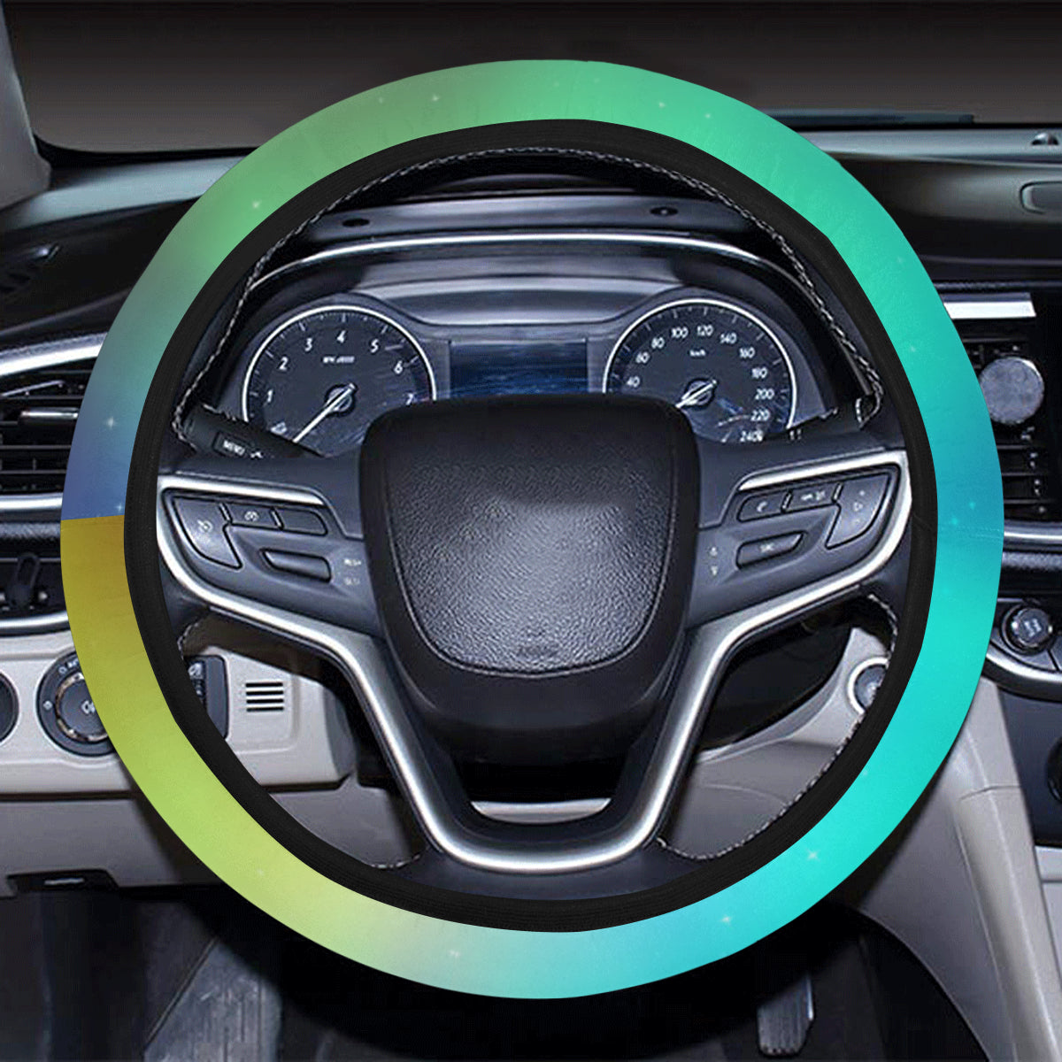 Aurora Borealis Pattern Print Design 02 Steering Wheel Cover with Elastic Edge