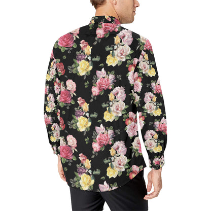 Rose Pattern Print Design RO010 Men's Long Sleeve Shirt