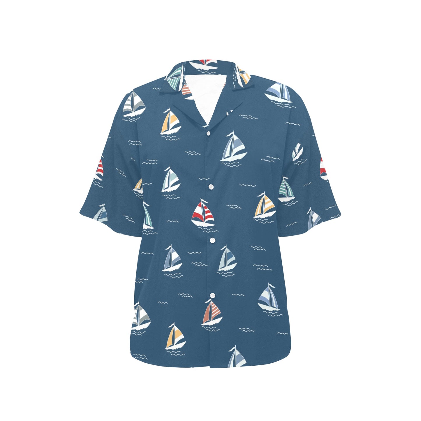 Sailing Ships Pattern Print Design A02 Women's Hawaiian Shirt