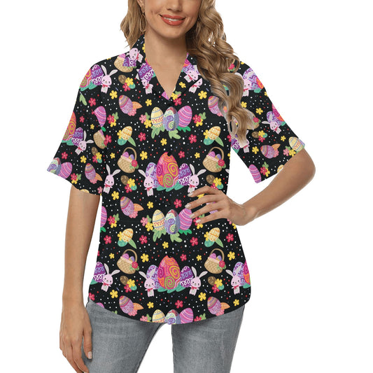 Easter Eggs Pattern Print Design RB06 Women's Hawaiian Shirt