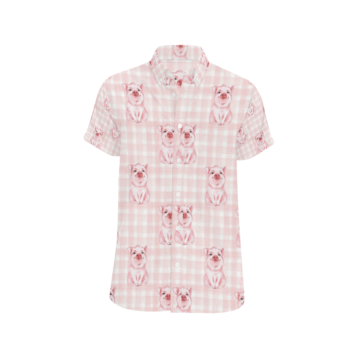 Pig Baby Pattern Print Design 01 Men's Short Sleeve Button Up Shirt