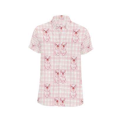 Pig Baby Pattern Print Design 01 Men's Short Sleeve Button Up Shirt