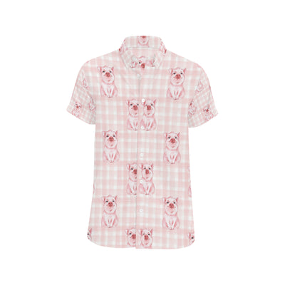 Pig Baby Pattern Print Design 01 Men's Short Sleeve Button Up Shirt