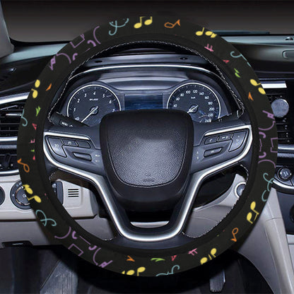 Cello Neon Pattern Print Design 02 Steering Wheel Cover with Elastic Edge