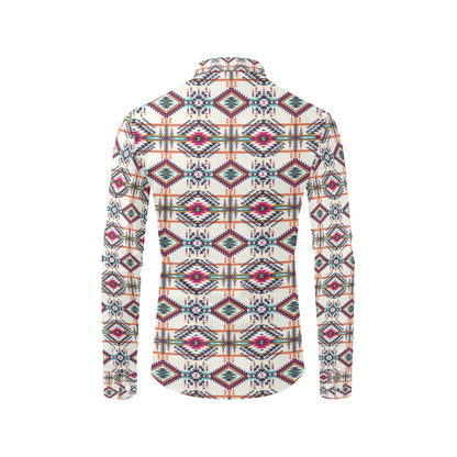 Indian Navajo Art Themed Design Print Men's Long Sleeve Shirt