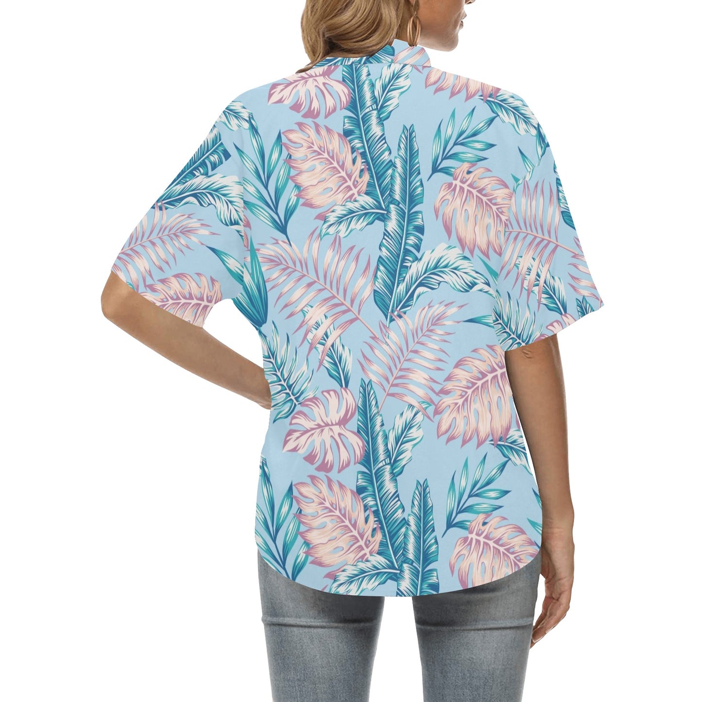 Tropical Flower Pattern Print Design TF01 Women's Hawaiian Shirt