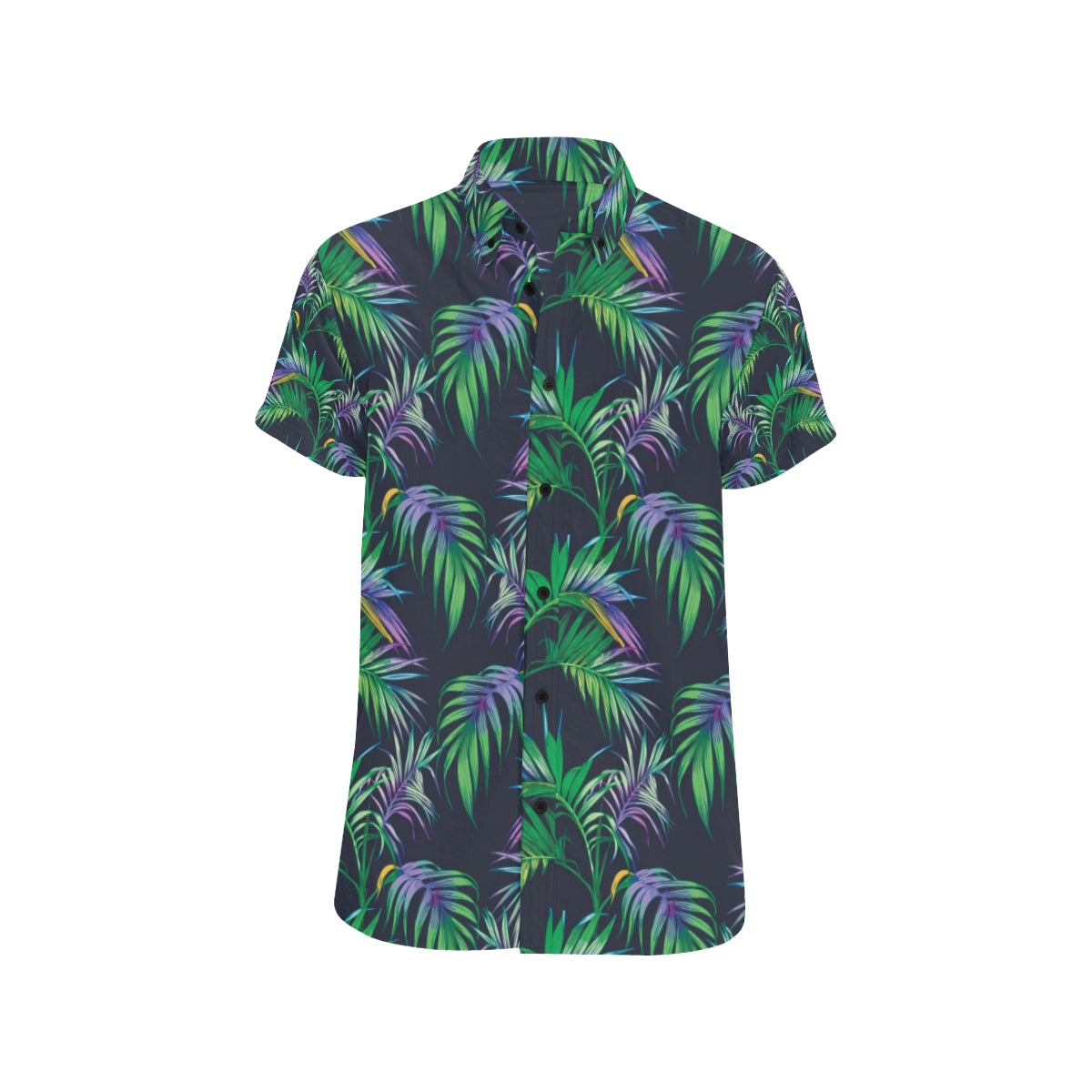 Palm Leaves Pattern Print Design PL04 Men's Short Sleeve Button Up Shirt